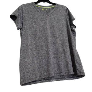 Xersion Plus Size Short Sleeve V-Neck Grey Athletic Tee Shirt 2X